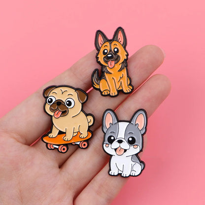 Cute Animals Dogs Cats Enamel Pins Cartoon Frogs Brooch Lapel Pin Badge on Backpack Clothing Accessories Fashion Jewelry Gifts
