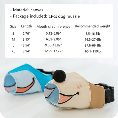 Dog Muzzles for Small To Large Dog Anti Barking Adjustable Muzzle Breathable Gentle Cloth Dog Muzzle Cute Funny Dog Muzzles