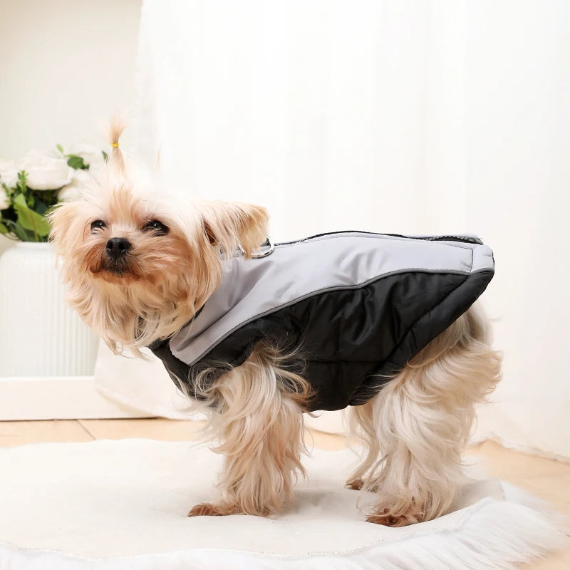 Reflective Dog Clothes For Winter Warm Puppy Vest Coat With D-ring Outdoor Waterproof Pet Jacket For Small Medium Dogs Yorkshire