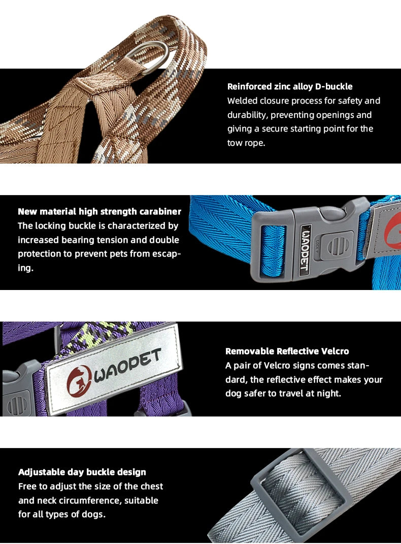 Large Pet Dog Reflective Harness Cat Chest Strap Adjustable Small Medium Dog Puppy Harness Vest Teddy Outdoor Walker Lead Leash