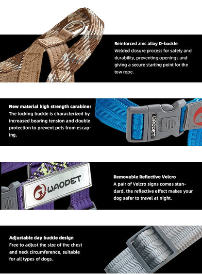 Large Pet Dog Reflective Harness Cat Chest Strap Adjustable Small Medium Dog Puppy Harness Vest Teddy Outdoor Walker Lead Leash