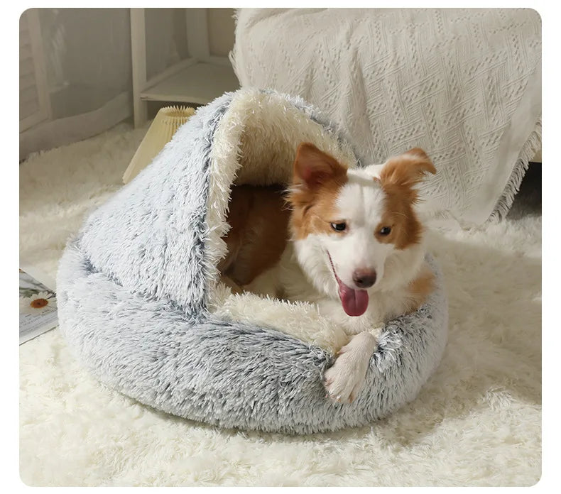 Winter Warm Pet Nest for Small Medium Pets (40cm-70cm) | Enclosed/Semi-Enclosed Pet Shell Nest | Dog House Cat Bed for Puppy Kit