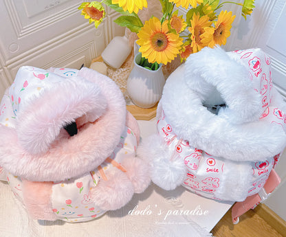 Pet Carriers Travel Products Cat Teddy Puppy Winter Fur Collar Dog Backpack Out  Chest Bag Thickening Warmer  accessories