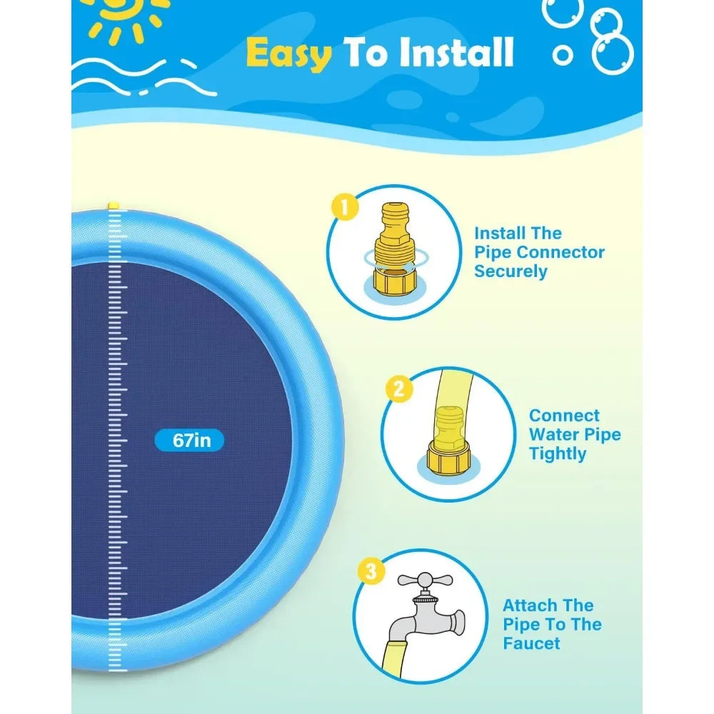 Dog Cool Toys Splash Pad for Dogs Anti-Slip Pool for Large Dogs Thickened Durable Outdoor Water Play Mat Summer Sprinkler Toy