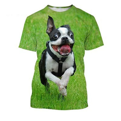 the PUGSY - Funny Dog T-Shirt, Men's Clothing, Children O-Neck Short Sleeve Loose T-Shirts, 3D Print Cute Pet Animal Graphic Street Casual Tees