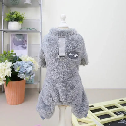 Autumn Winter Dog Cat Warm Clothes Pullover Plush Jumpsuit for Small Medium Dogs Chihuahua Poodle Bulldog Four-legged Coat