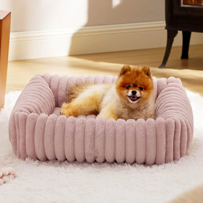 Luxury Warm Bed for A Small Dog W/ Armrest Cat Nest Pet Plush Kitten Winter Sofa Puppy Bed Detachable Washed for Cat Accessories