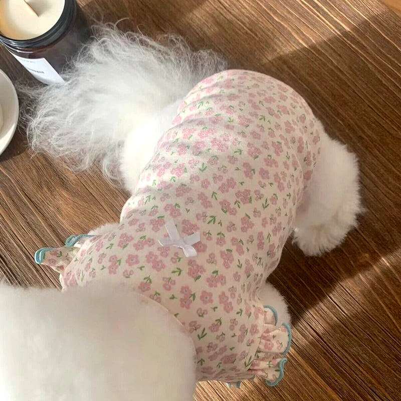 the BLUSHTAIL PUPPY VEST - Dog Shirt Vest, Pink Puppy Summer Clothes, Thin Knitted Dog Undershirt, Chihuahua, Bichon, Girls Dog Costume Flying Sleeves T-Shirts