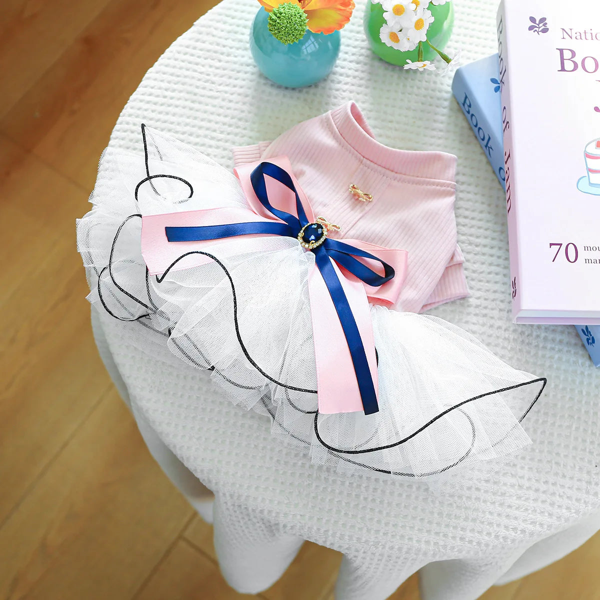 Fancy Bowtie Pet Dress For Dogs Spring Summer Puppy One Piece Apparel Girl Female Luxury  Formal Cat Wear Yorkshire Terrier Item