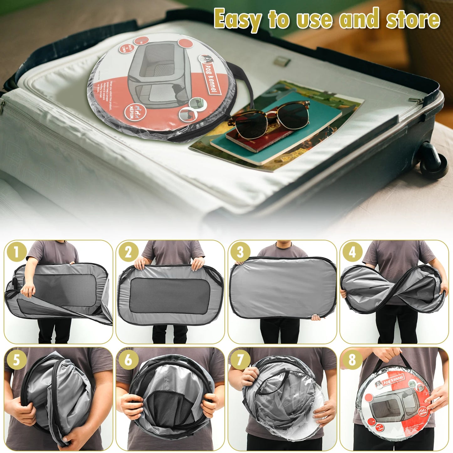 Dog Carriers Travel Crate Large Foldable Pop Open Kennel Portable Outdoor Cat Bag Animal Pet Bed Tent Crates Cage House