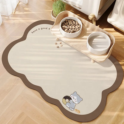 Pet Feeding Mat Waterproof Pvc Leather Carpet Cat Dog Anti-urine Floor Mats Pink Plaid Sweet Home Decoration Rug for Kitchen