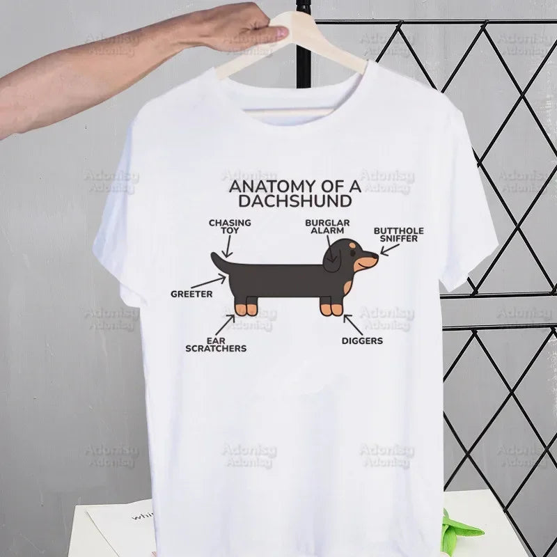 the DACHSHUND DOG CLUB - Anatomy Dachshund Dog - I Do What I Want T-Shirt, Men Retro Washed Tops Tees, Harajuku T-Shirt Streetwear Hip Hop Male T-Shirts