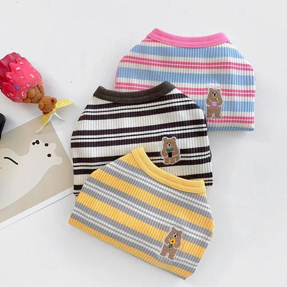 Striped Pet Dog Vest Breathable Dog Clothes Chihuahua Yorkie Clothing  for Small Medium Dogs Cute Puppy T-shirt Pet Supplies