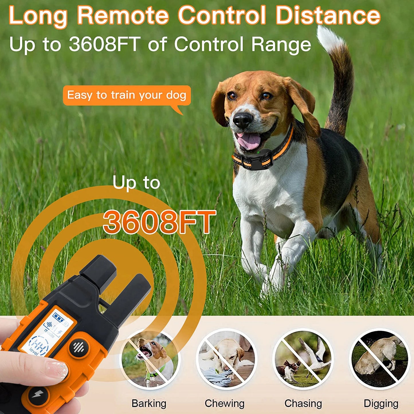 the ELECTRIC COLLAR - 3300Ft Electric Dog Training Collar Remote Control Waterproof Pet BehaviorFor 5-120lbs Puppy With Shock Vibration