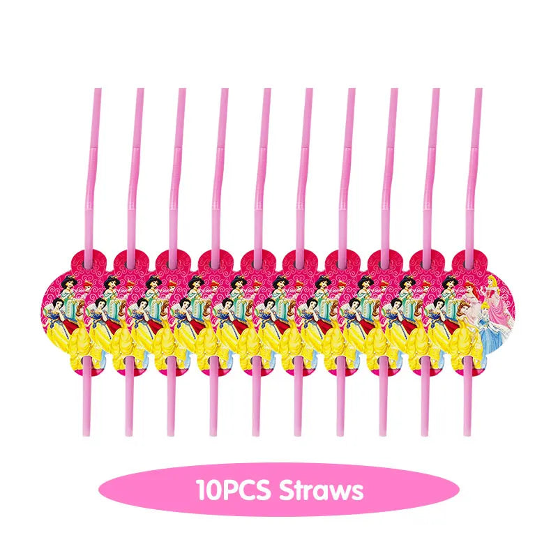 Disney Princess Birthday Decoration Tableware Paper Cups Plates Balloons Tablecloth Backdrop Banner Party Supplies For Baby Kids