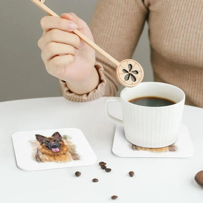 German Shepherd Dog Coasters Kitchen Placemats Non-slip Insulation Cup Coffee Mats For Decor Home Tableware Pads Set of 4
