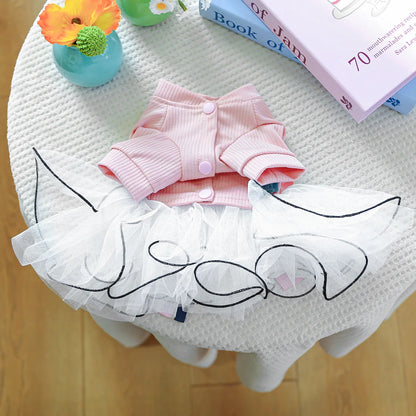 Fancy Bowtie Pet Dress For Dogs Spring Summer Puppy One Piece Apparel Girl Female Luxury  Formal Cat Wear Yorkshire Terrier Item