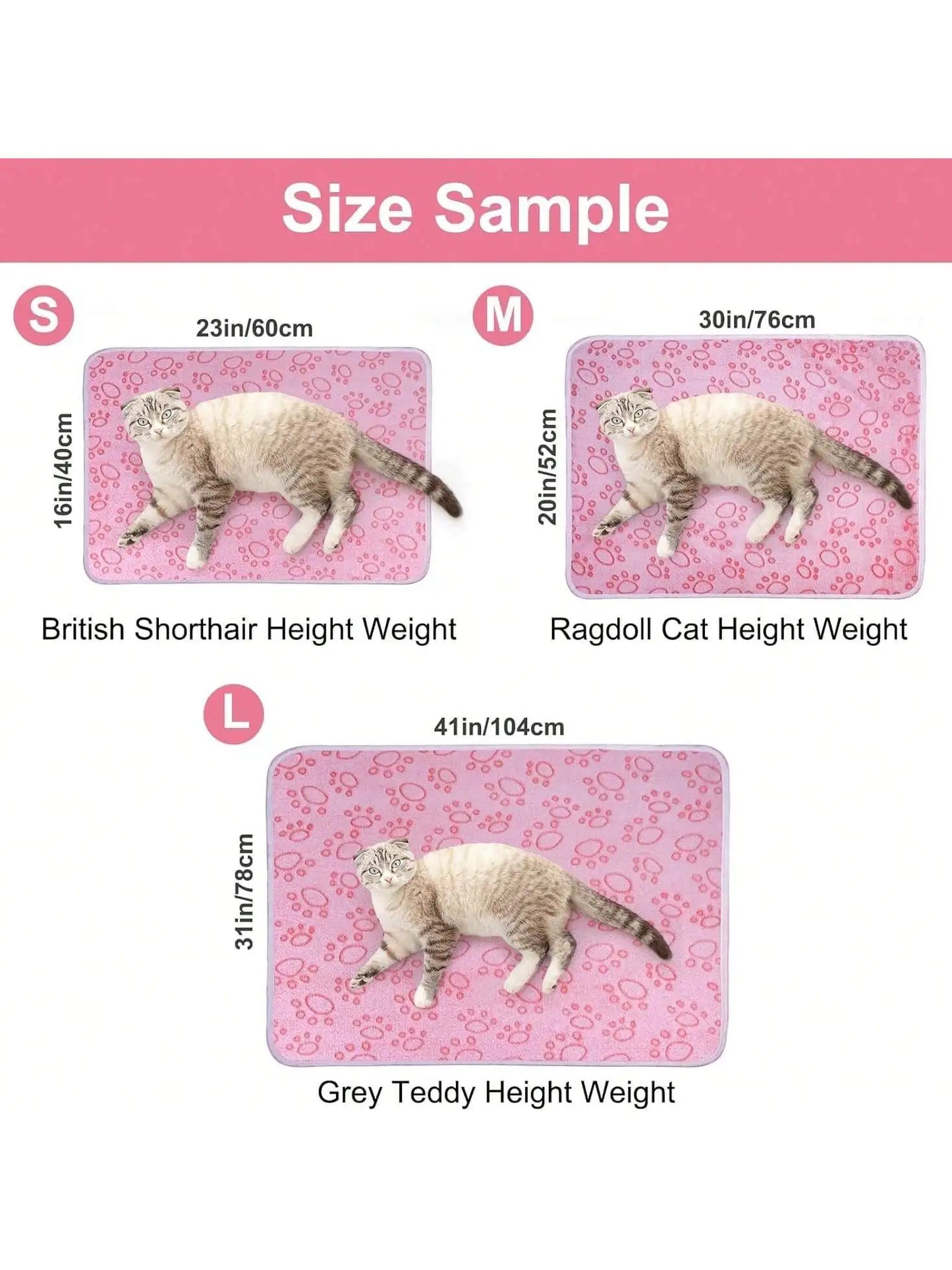 Pink Soft Fluffy Pet Blanket with Paw Print  Warm Comfortable Dog Cat Blanket Mat for Bed or Sofa High Quality Pet Accessories