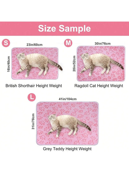 Pink Soft Fluffy Pet Blanket with Paw Print  Warm Comfortable Dog Cat Blanket Mat for Bed or Sofa High Quality Pet Accessories