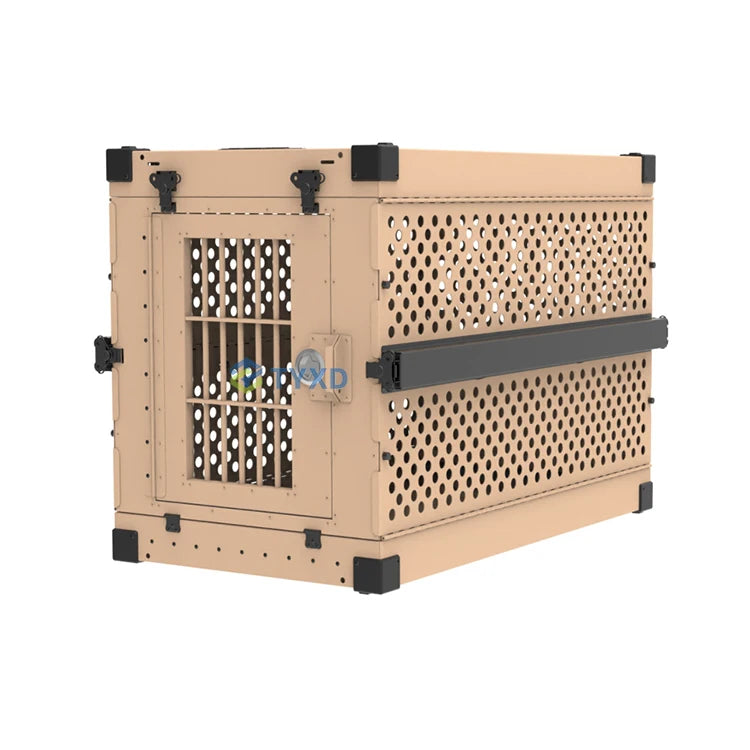 the ALUMINUM DOG CRATE - Impact Strong German Shepherd XL/Large Aluminum Collapsible Dog Travel Crate, Extra Large Folding Animal Cage