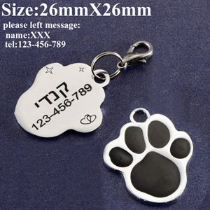 Pet Id Paw Tag for Dog, Puppy, Kitten, Cat Collar Accessories, Dog ID Tag, Free Engraving, Message , Pet Supplies Products