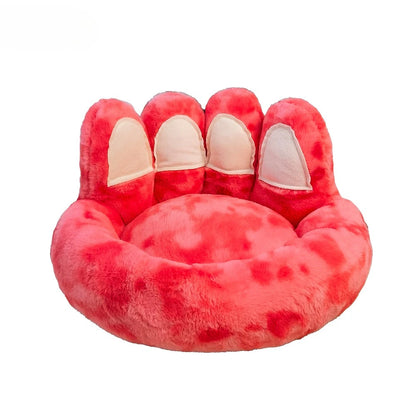 Round Dog Bed Fluffy Rabbit Fur Pet Bed Winter Warm Cat Bed Labubu Bear Paw Design Cat House Cat Bed Pet Supplies Dog Kennel