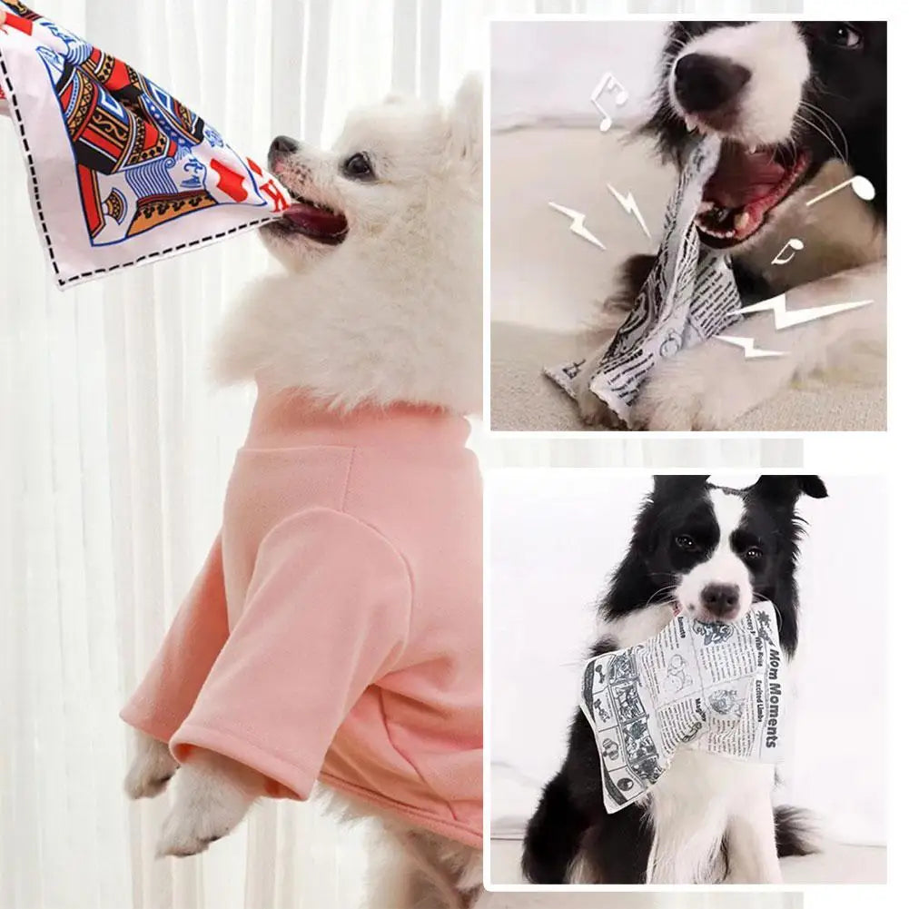 Newspaper Dog Toys Simulation Newspaper Paper Playing Cards Rubbing Sound Small Medium Chew Dog Toys Bite Resistant Tissue
