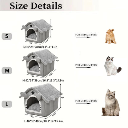 the VELVET DOG - Indoor Warm Doghouse, Soft Pet Bed Tent House, Dog Kennel Cat Bed with Removable Cushion Suitable for Small/Medium/Large Pets