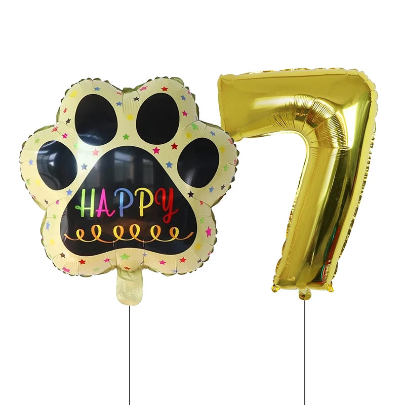 2 pieces/set Let us Pawty Big Dog PAWS Aluminum Balloons 30 inch figure 1 2 3 4 year old birthday party decoration Balloon Baby