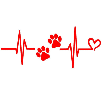 LYKX Car Sticker for Heartbeat Liveline Love Dog Paw Pet Theme Window Glass Vinyl Decal