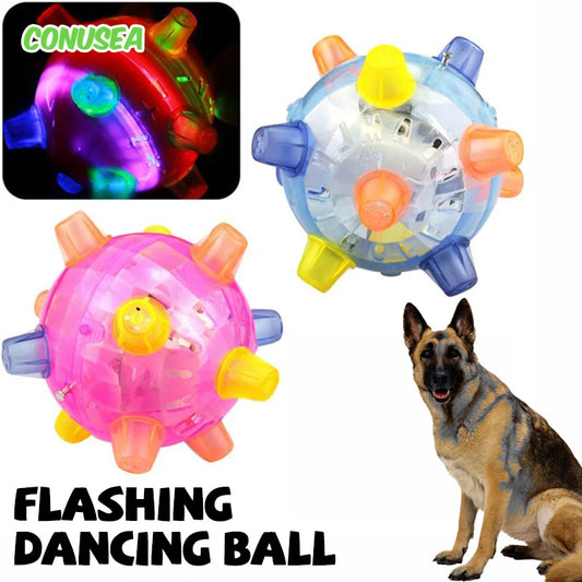 Luminous Jumping Balls Toys Flash Novelty Funny Music Dancing Balls Flashing Bouncing Ball for Dogs Chewing Pet Toys Cat Dog