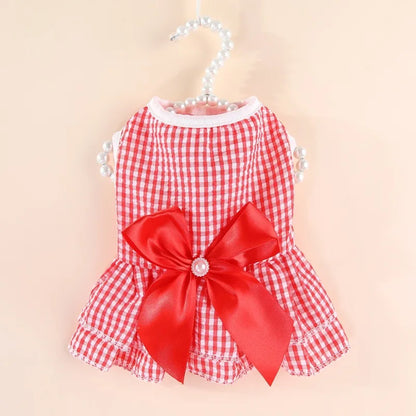 Dog Dresses for Small Dogs Girls Floral Puppy Dresses Pet Dog Princess Bowknot Dress Cute Dog Clothes for Yorkie Female Cat