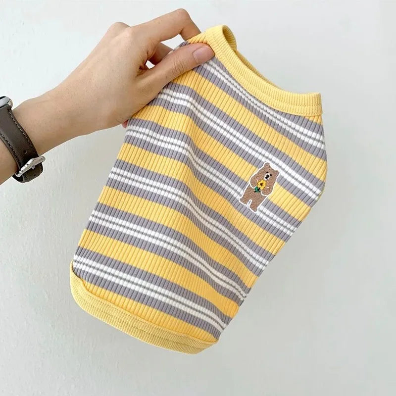 Striped Pet Dog Vest Breathable Dog Clothes Chihuahua Yorkie Clothing  for Small Medium Dogs Cute Puppy T-shirt Pet Supplies
