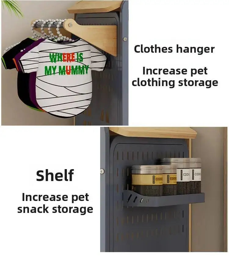 the DOG VILLA - Multi-Functional Solid Wood Steel Frame Pet Dog Villa, Small/Medium-Sized Dog Cage, Indoor Outdoor Dog Cage, Dog Bed with Toilet