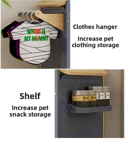 the DOG VILLA - Multi-Functional Solid Wood Steel Frame Pet Dog Villa, Small/Medium-Sized Dog Cage, Indoor Outdoor Dog Cage, Dog Bed with Toilet