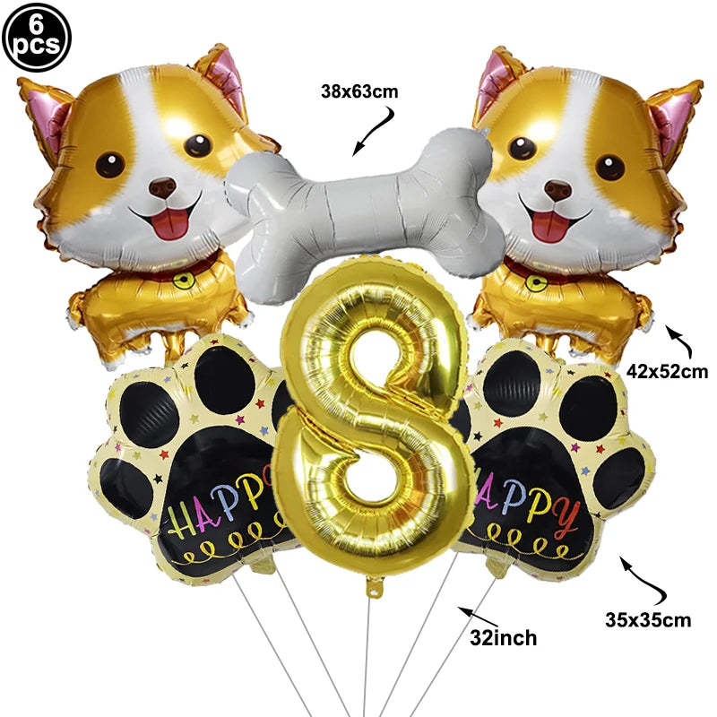 Dog Balloon Corgi Husky Puppy Foil Balloon Dog Paw Ballon Paw Print Balloons Dog Balloon for Puppy Birthday Decorations Supplies