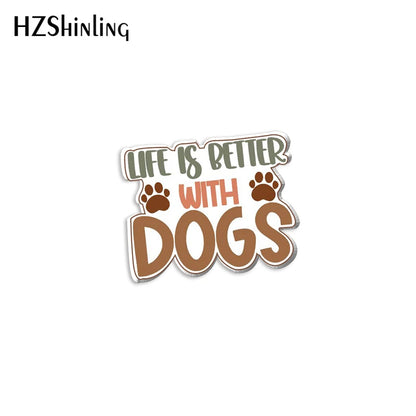 2023 New Dog Lover Acrylic Lapel Pin Heart Paw Epoxy Butterfly Clasp Pin Handmade Butterfly Brooch