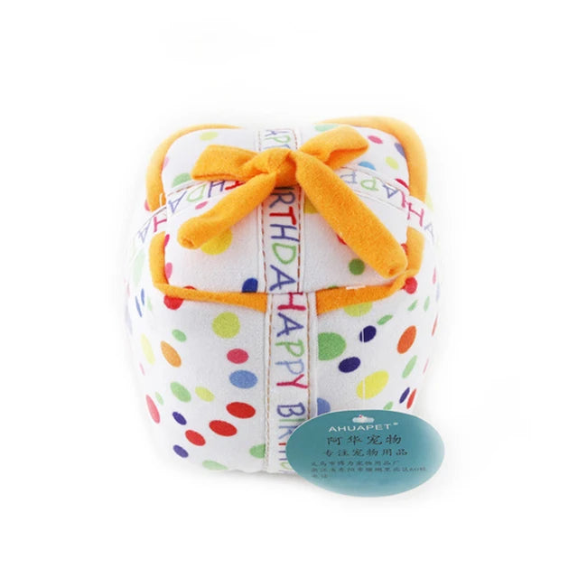 Pet Dog Toy Cute Birthday Cake Squeaky Toys Bite Resistant Bone Shape Stuffed Toy Cat Puppy Chew Toy Interactive Dog Accessories