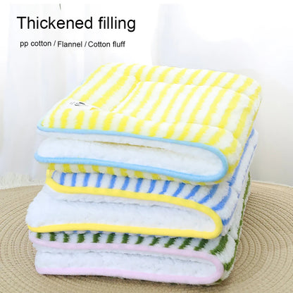 Cozy Flannel Pet Bed Mat - Soft Striped Dog Cat Bed Washable Comfortable Cushion for Small Medium Pets - Stylish Home Decor