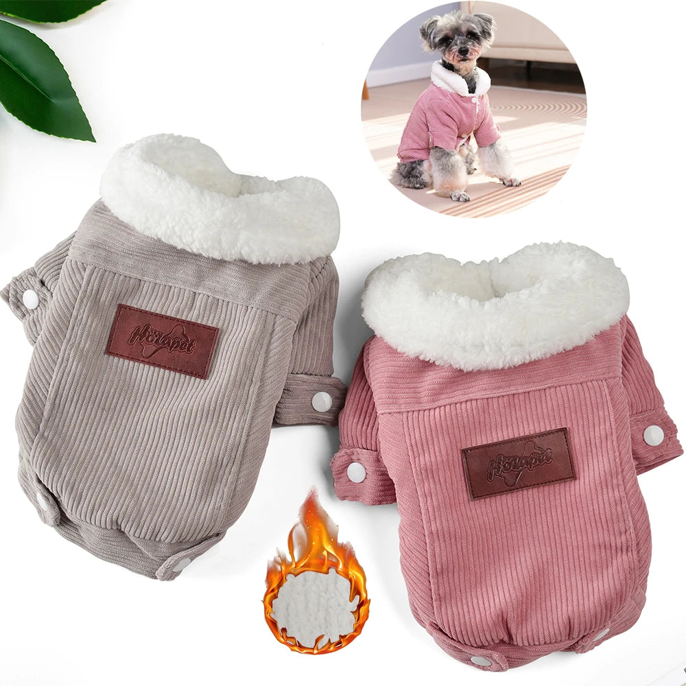 Winter Dog Clothes Thickened Lamb Velvet Puppy Outfit Hooded Soft Fleece Warm Jacket for Small Middle Dog Cat Coat With D-ring