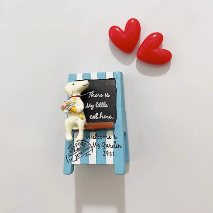 3D Fridge Magnet Puppy Cartoon Cat and Dog Refrigerator Stickers  Anti-theft Entrance Door Decorative Magnetic Creative Message