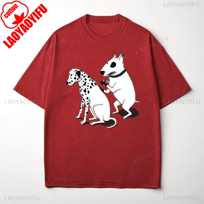 the SPOT STEALER - Funny Dalmatian Spot Tattoo Dog Shirt, Quirky Bull Terrier Tattoo Design Tee, Humorous Pet Lover Gift T-Shirt, Men/Women Summer Tops