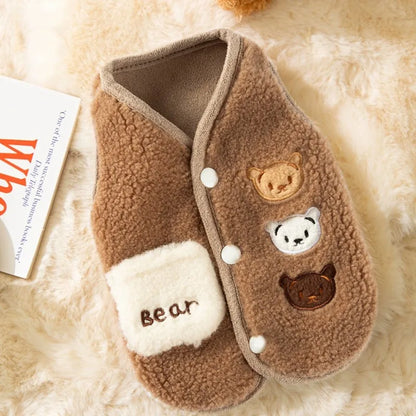 Fleece Dog Coat Puppy Winter Clothes Thin Cardigan Vest Chihuahua Bichon Costume Plush Warm Dog Coat Jacket Luxury Dog Clothing