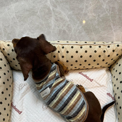 Removable Washable Pet Bed - Polka Dot All Season Mat for Small Medium Dogs Cats, Plush Cushion for Dachshund Puppy