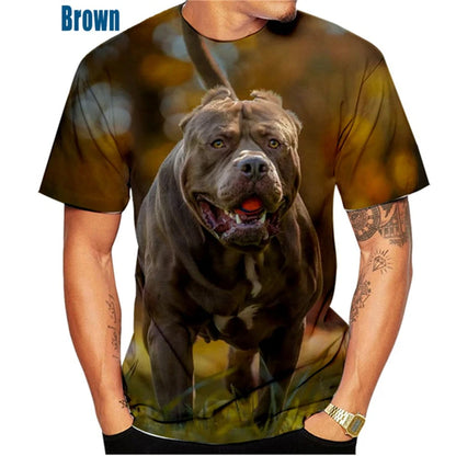 the PITBULL LOVE - Funny Pitbull Dog 3D Printed T-Shirt, Men/Women O-Neck Short Sleeve Tee Clothing, Kid Oversized Animal Print T-Shirt Tops