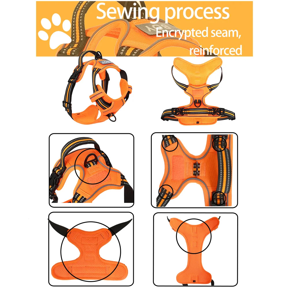 the REFLECTAGUARD PADDED HARNESS - Dog Harness, Pet Harness with Pull - 1 Leash Clip, Adjustable Padded Dog Vest, Reflective Non-Choking Pet Vest with Free Nameplate