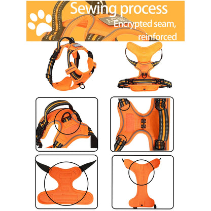 the REFLECTAGUARD PADDED HARNESS - Dog Harness, Pet Harness with Pull - 1 Leash Clip, Adjustable Padded Dog Vest, Reflective Non-Choking Pet Vest with Free Nameplate