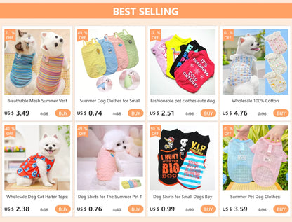 Pet Clothes for Small Dogs Cats Shirt for The Summer Dog Clothes for Chihuahua Corgi Bichon Poodle Pug Papillon Teddy Pomeranian