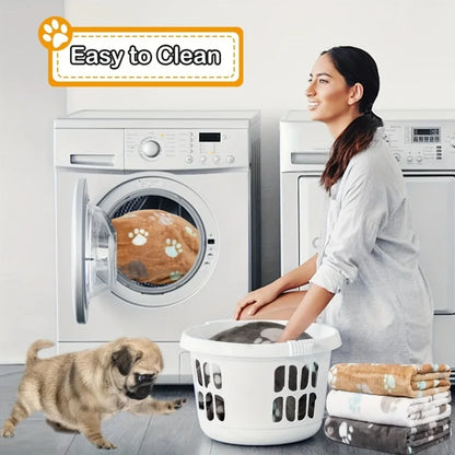 Thickened Soft Flannel Fleece Cat Dog Blanket Bed Mats Paw Foot Print Warm Pet Blanket Sleeping Beds Cover Mat For Pets Supplies