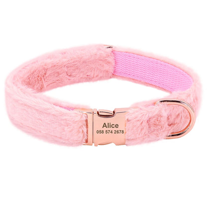 the COZY CREST PERSONALIZED COLLAR - Custom Dog Collar, Soft Velvet Dog Collars, Winter Personalized Pet ID Tag Plush Necklace for Small to Large Dogs, Pug, Free Engraving